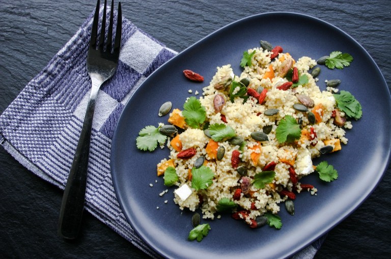 The Good Greeff  - Couscous with Camembert, peaches, goji berries and cilantro